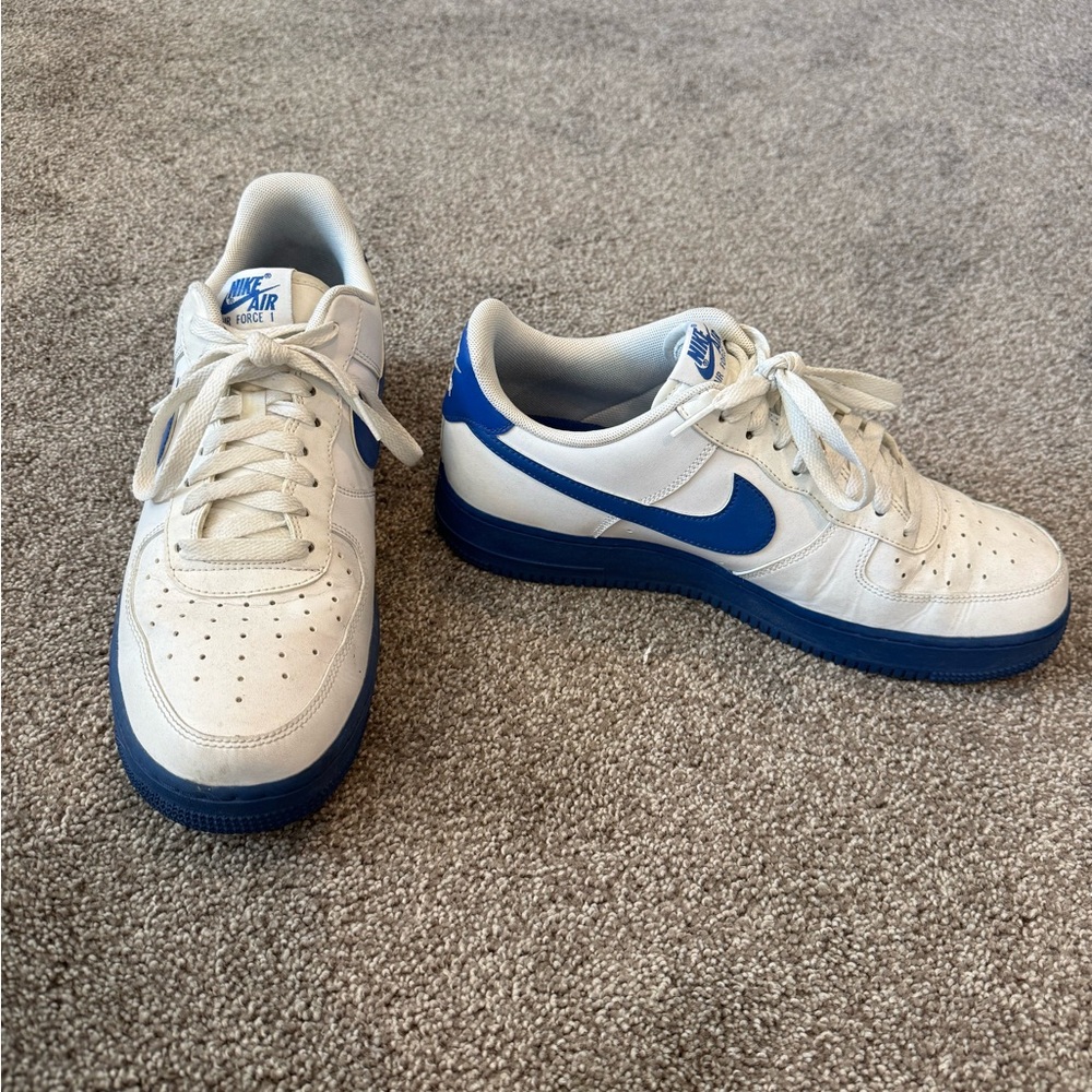 Nike Air Force 1 White & Blue Sneakers | Colorblock AF1